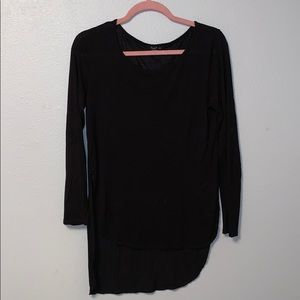 Black Long Sleeve Split T-Shirt